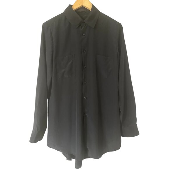 The Row Black Silk Button Down Shirt Size M Pleated Back Long Sleeves Semi-Sheer - Picture 1 of 8